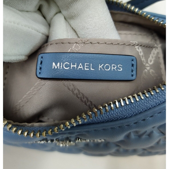 Michael Kors Jet Set Charm Blue Leather Zipper Closure Hobo Shoulder Bag - NWT - Picture 11 of 16